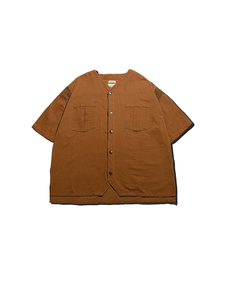 Oversize collarless shirt