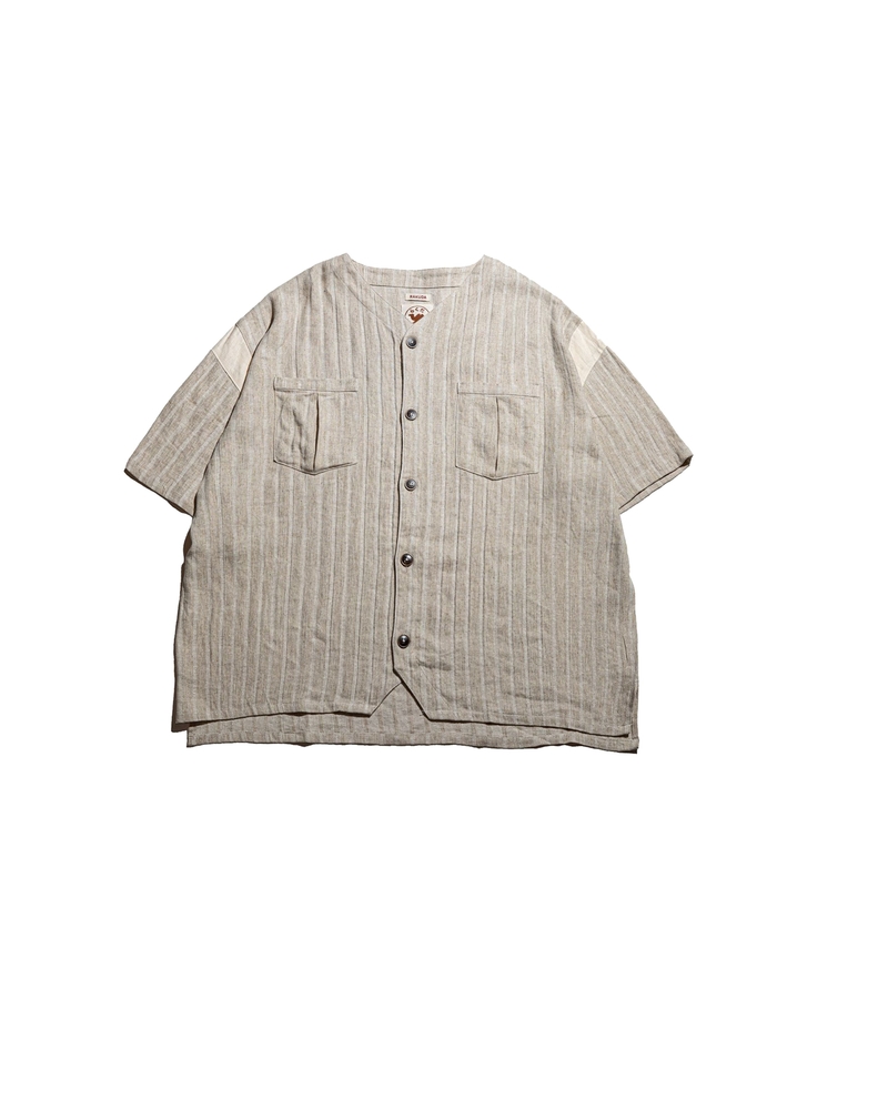 Oversize collarless shirt