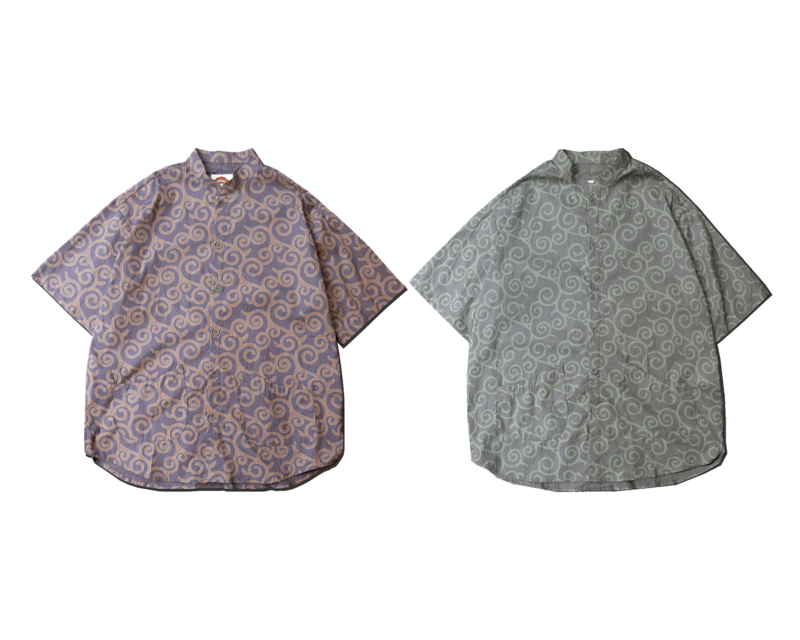 [唐草紋]Band Collar shirt