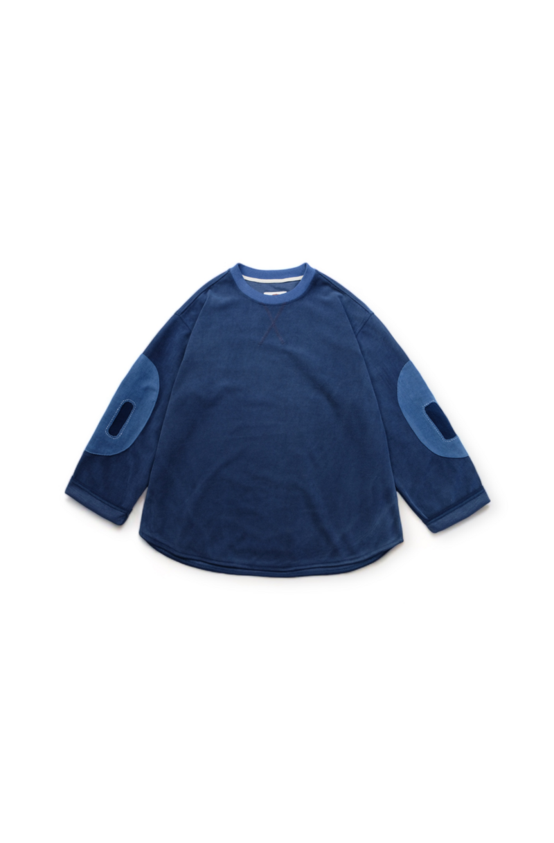 indigo patchwork tee